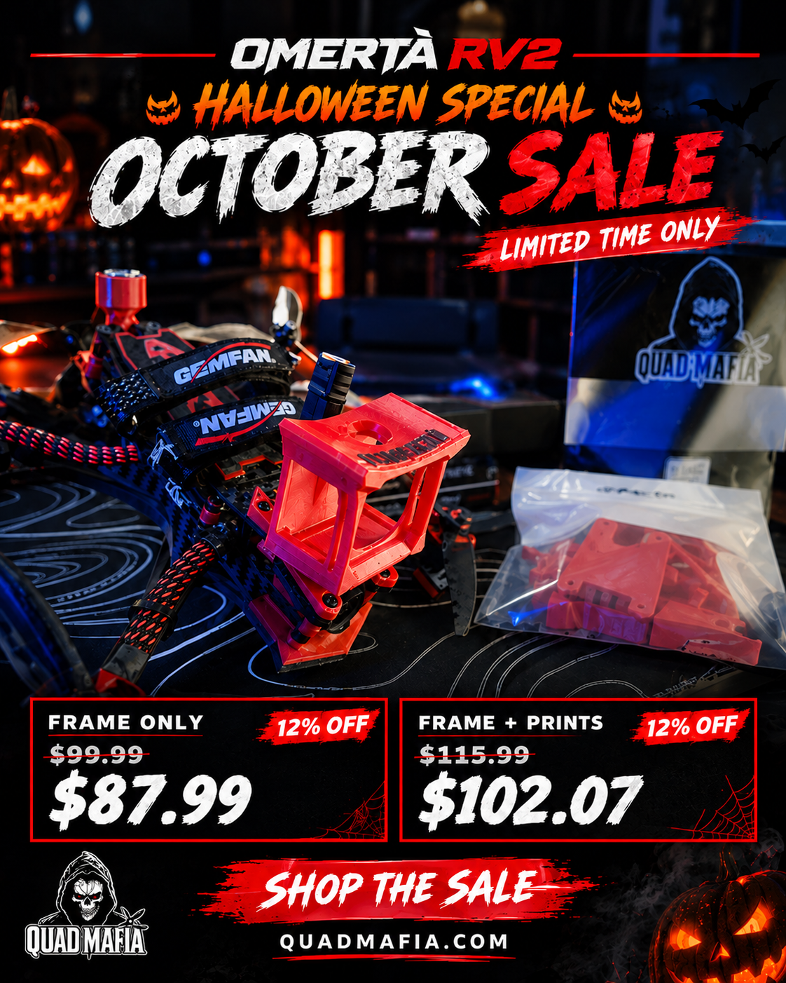 Omertà RV2 Halloween Special October Sale — 12% off frame only and frame with prints